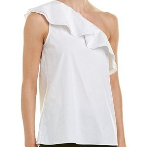 Vince Camuto One-Shoulder Ruffle Blouse Sz L NWT!